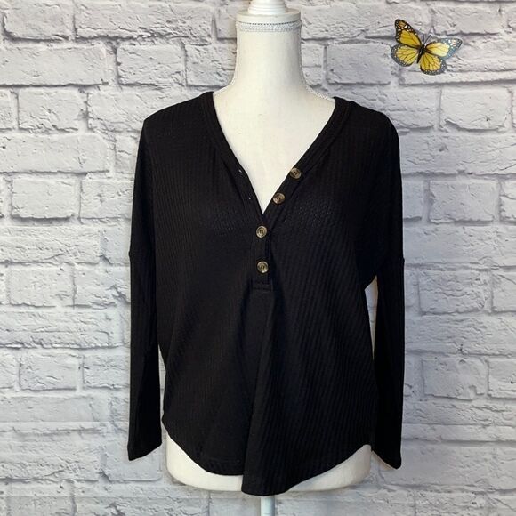 WAREHOUSE One Henley Waffle Top Size Extra Small - Picture 2 of 8